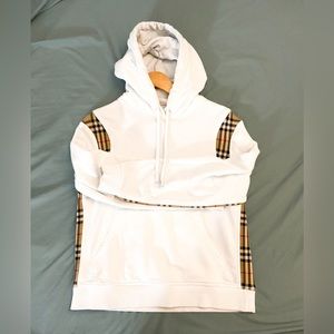 Burberry | Tops | Burberry Fairhall Check Panel Sweatshirt In White Small |  Poshmark